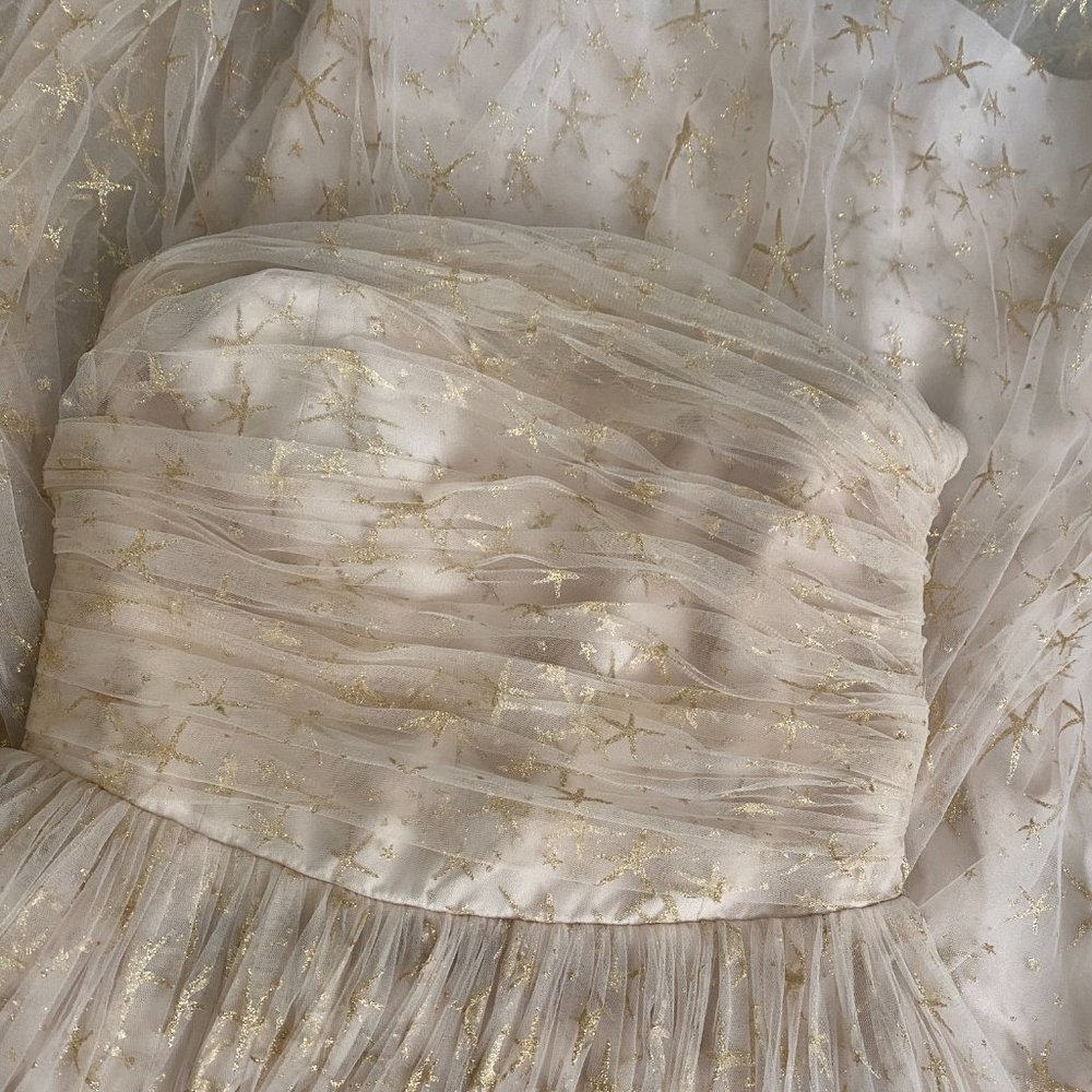 Anthropologie Joanna August Bhldn Brenda Glitter Star Tulle Maxi Dress